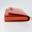 Salvatore Ferragamo Chain Vala Shoulder Bag Enamel Orange Gold Auth BA6593-3
