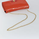 Salvatore Ferragamo Chain Vala Shoulder Bag Enamel Orange Gold Auth BA6593-7