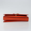 Salvatore Ferragamo Chain Vala Shoulder Bag Enamel Orange Gold Auth BA6593-5