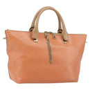 Chloe Bailey Hand Bag Leather 2way Orange Gold Auth BA6594-1