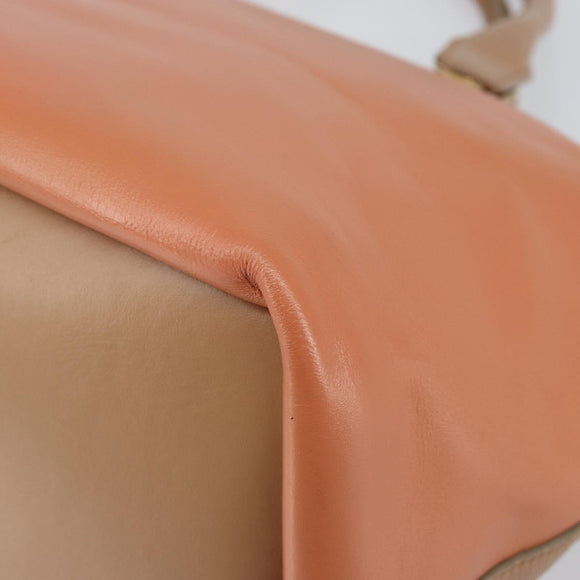 Chloe Bailey Hand Bag Leather 2way Orange Gold Auth BA6594