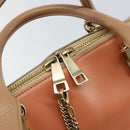 Chloe Bailey Hand Bag Leather 2way Orange Gold Auth BA6594-10