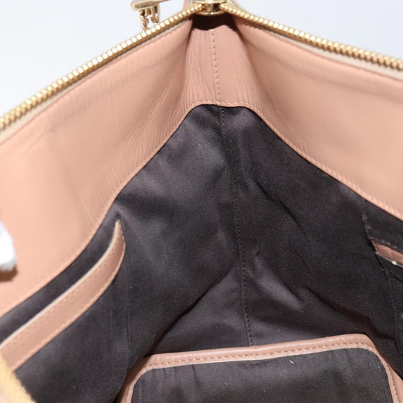 Chloe Bailey Hand Bag Leather 2way Orange Gold Auth BA6594