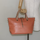 Chloe Bailey Hand Bag Leather 2way Orange Gold Auth BA6594-23