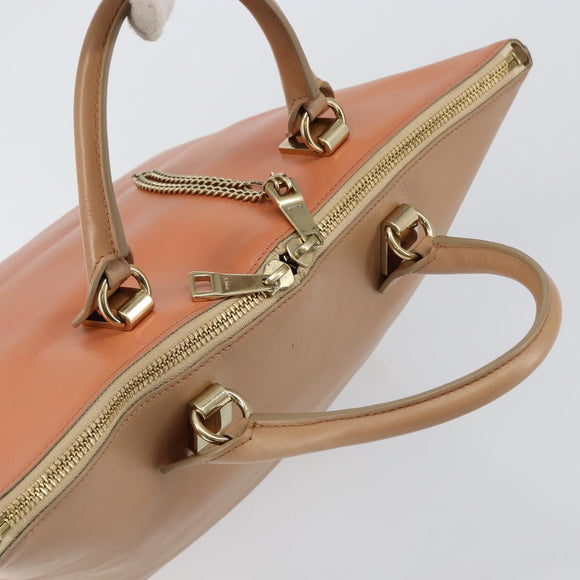 Chloe Bailey Hand Bag Leather 2way Orange Gold Auth BA6594
