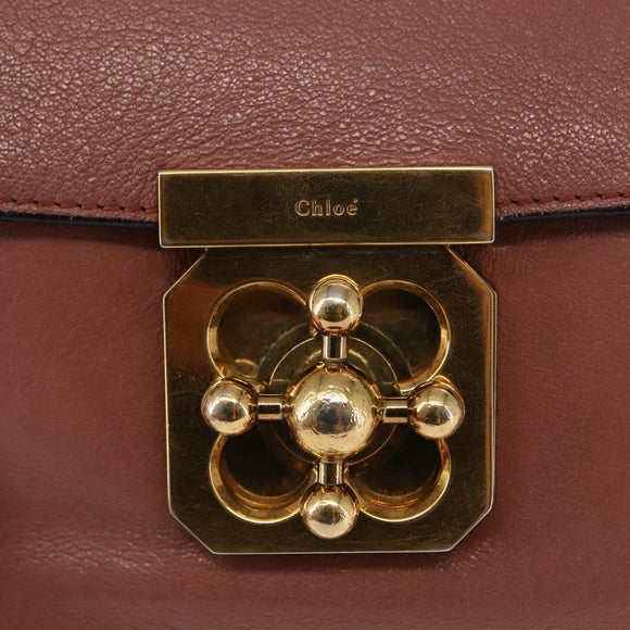 Chloe Chain Elsie Shoulder Bag Leather Pink Gold Auth BA6595