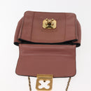 Chloe Chain Elsie Shoulder Bag Leather Pink Gold Auth BA6595-15