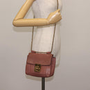 Chloe Chain Elsie Shoulder Bag Leather Pink Gold Auth BA6595-22