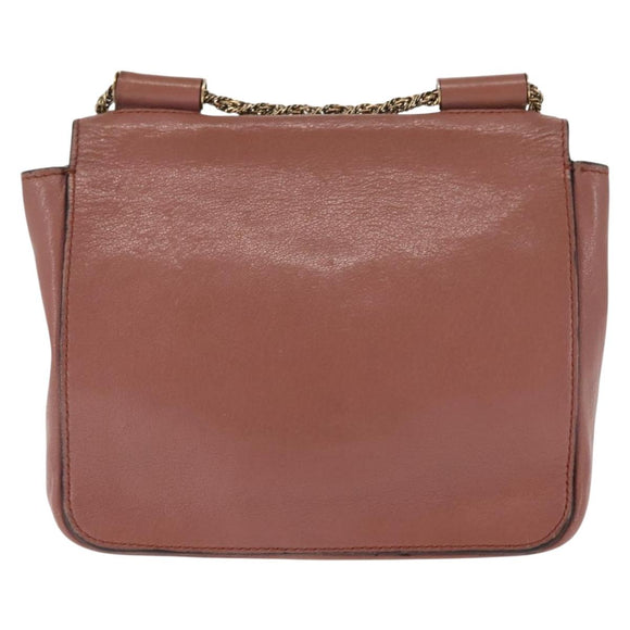 Chloe Chain Elsie Shoulder Bag Leather Pink Gold Auth BA6595