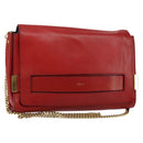 Chloe Chain Ray Shoulder Bag Leather Red Gold Auth BA6596-1