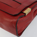 Chloe Chain Ray Shoulder Bag Leather Red Gold Auth BA6596-9