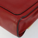 Chloe Chain Ray Shoulder Bag Leather Red Gold Auth BA6596-15