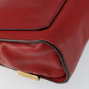 Chloe Chain Ray Shoulder Bag Leather Red Gold Auth BA6596-16