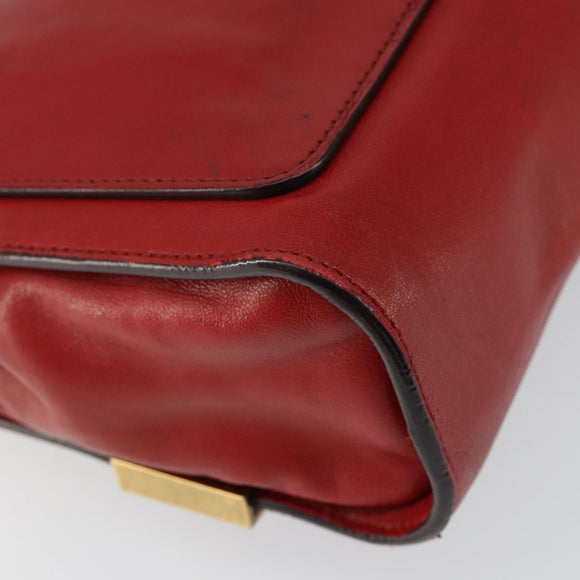 Chloe Chain Ray Shoulder Bag Leather Red Gold Auth BA6596