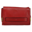Chloe Chain Ray Shoulder Bag Leather Red Gold Auth BA6596-13
