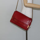 Chloe Chain Ray Shoulder Bag Leather Red Gold Auth BA6596-22