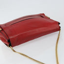 Chloe Chain Ray Shoulder Bag Leather Red Gold Auth BA6596-6