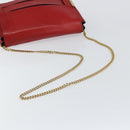 Chloe Chain Ray Shoulder Bag Leather Red Gold Auth BA6596-7