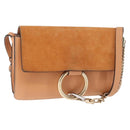 Chloe Chain Fay Shoulder Bag Leather Beige Gold Auth BA6597-1