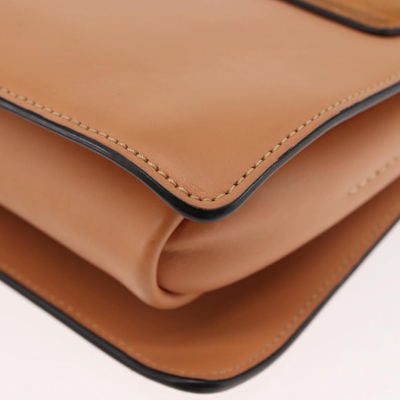 Chloe Chain Fay Shoulder Bag Leather Beige Gold Auth BA6597