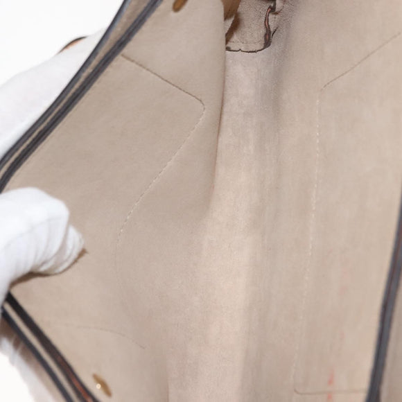 Chloe Chain Fay Shoulder Bag Leather Beige Gold Auth BA6597