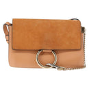 Chloe Chain Fay Shoulder Bag Leather Beige Gold Auth BA6597-13
