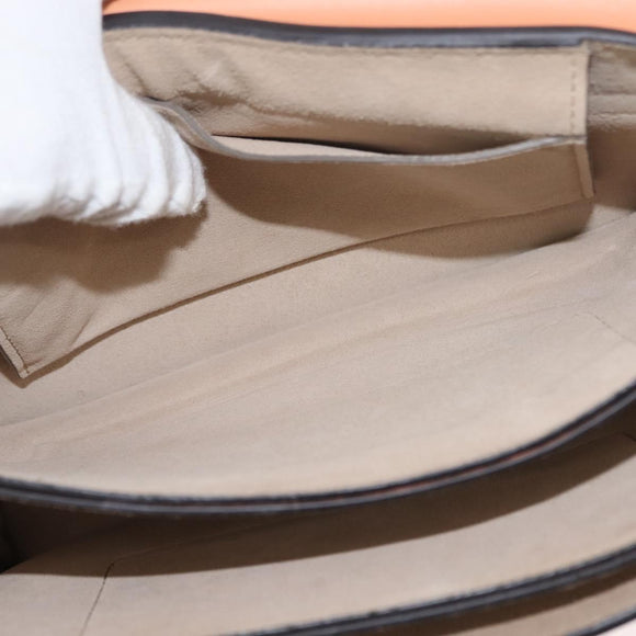 Chloe Chain Fay Shoulder Bag Leather Beige Gold Auth BA6597