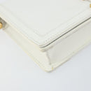 VERSACE Chain Shoulder Bag Leather White Gold Auth BA6599-14