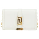 VERSACE Chain Shoulder Bag Leather White Gold Auth BA6599-13