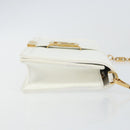 VERSACE Chain Shoulder Bag Leather White Gold Auth BA6599-3