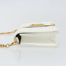 VERSACE Chain Shoulder Bag Leather White Gold Auth BA6599-4