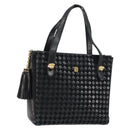 BALLY Hand Bag Leather Black Gold Auth BA6600-1