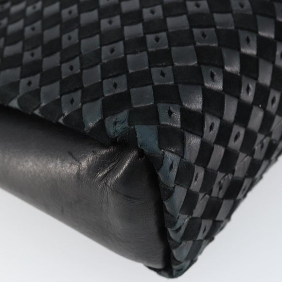 BALLY Hand Bag Leather Black Gold Auth BA6600