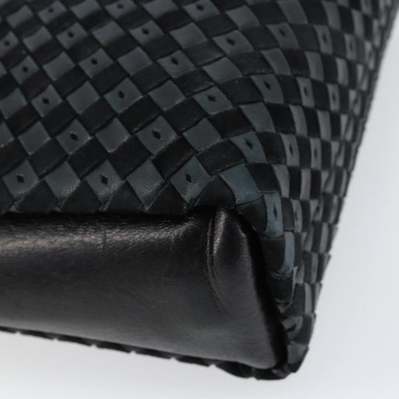 BALLY Hand Bag Leather Black Gold Auth BA6600