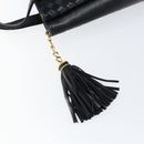 BALLY Hand Bag Leather Black Gold Auth BA6600-10