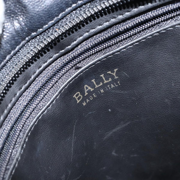 BALLY Hand Bag Leather Black Gold Auth BA6600