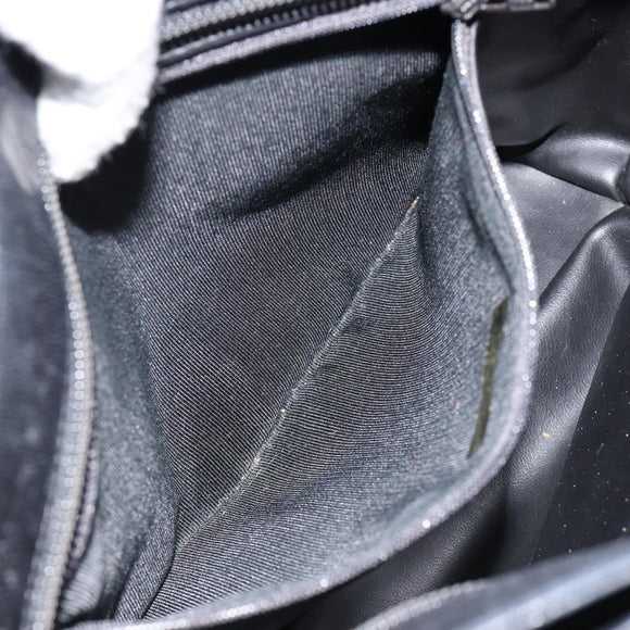 BALLY Hand Bag Leather Black Gold Auth BA6600