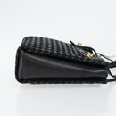 BALLY Hand Bag Leather Black Gold Auth BA6600-3