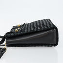 BALLY Hand Bag Leather Black Gold Auth BA6600-4