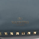 VALENTINO Hand Bag Leather 2way Blue Gold Auth BA6602-18