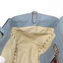 VALENTINO Hand Bag Leather 2way Blue Gold Auth BA6602-21