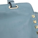 VALENTINO Hand Bag Leather 2way Blue Gold Auth BA6602-23