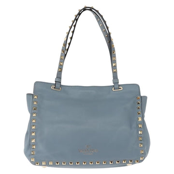 VALENTINO Hand Bag Leather 2way Blue Gold Auth BA6602 - 0