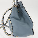 VALENTINO Hand Bag Leather 2way Blue Gold Auth BA6602-3