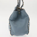 VALENTINO Hand Bag Leather 2way Blue Gold Auth BA6602-4