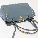 VALENTINO Hand Bag Leather 2way Blue Gold Auth BA6602-6