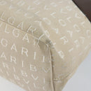 BVLGARI Logo Mania Hand Bag Canvas Beige Silver Auth BA6603-10
