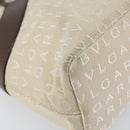 BVLGARI Logo Mania Hand Bag Canvas Beige Silver Auth BA6603-11