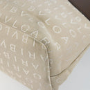 BVLGARI Logo Mania Hand Bag Canvas Beige Silver Auth BA6603-12