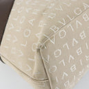 BVLGARI Logo Mania Hand Bag Canvas Beige Silver Auth BA6603-13